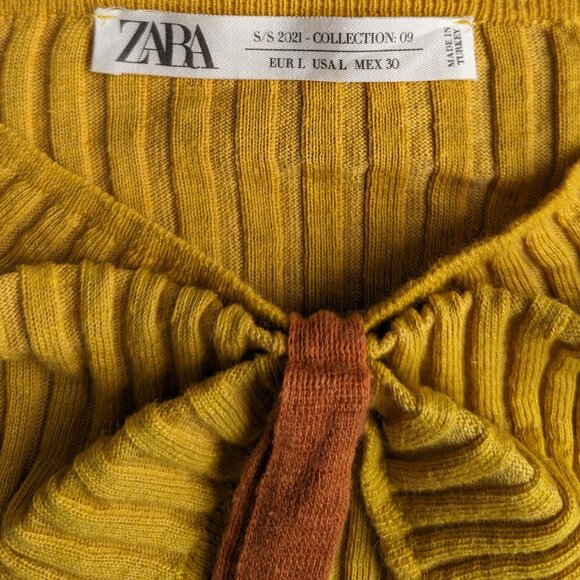 ZARA Bandeau Ribbed Knit Halter Top Yellow & Orange | L - Picture 7 of 9